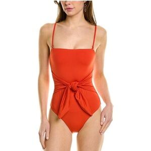 WeWoreWhat Capri One-Piece red orange tie knot front Sz M